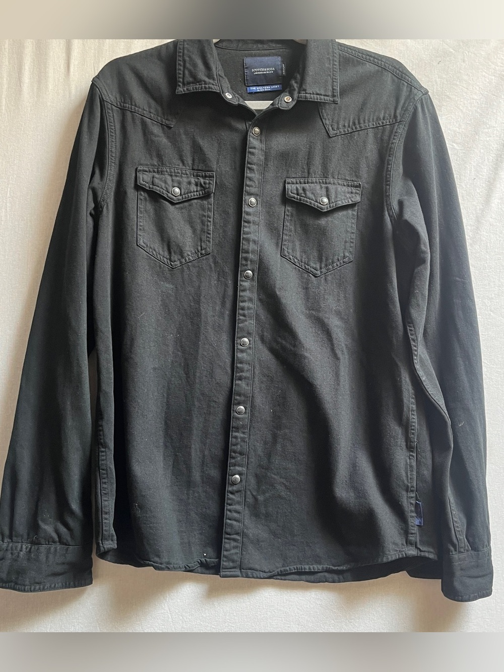 Scotch & Soda AMS Blouw Men's Black Snap-Front Western Shirt Jacket M